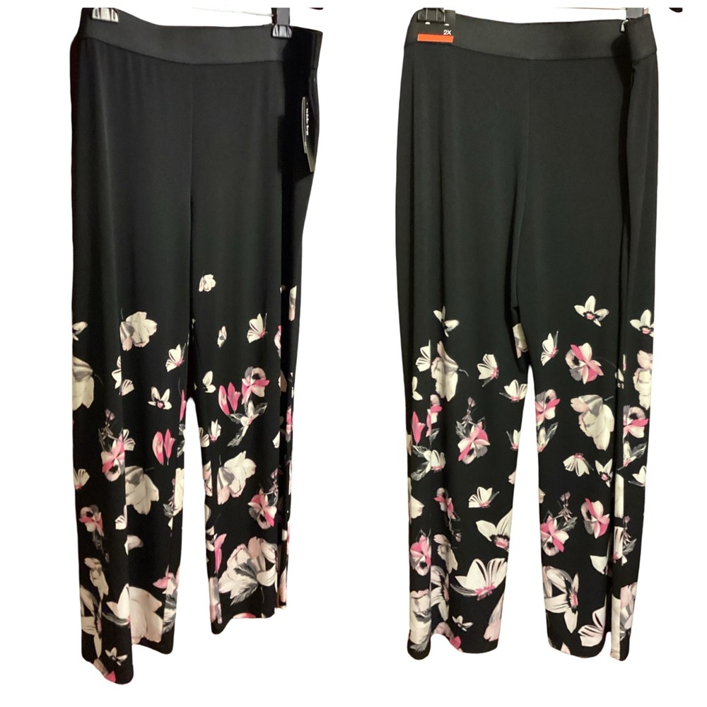🚨Sale🚨 NWT Alfani Black Floral Wide Leg Pants Size 2X